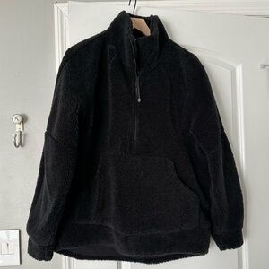 Lulu lemon black fuzzy fleece jacket